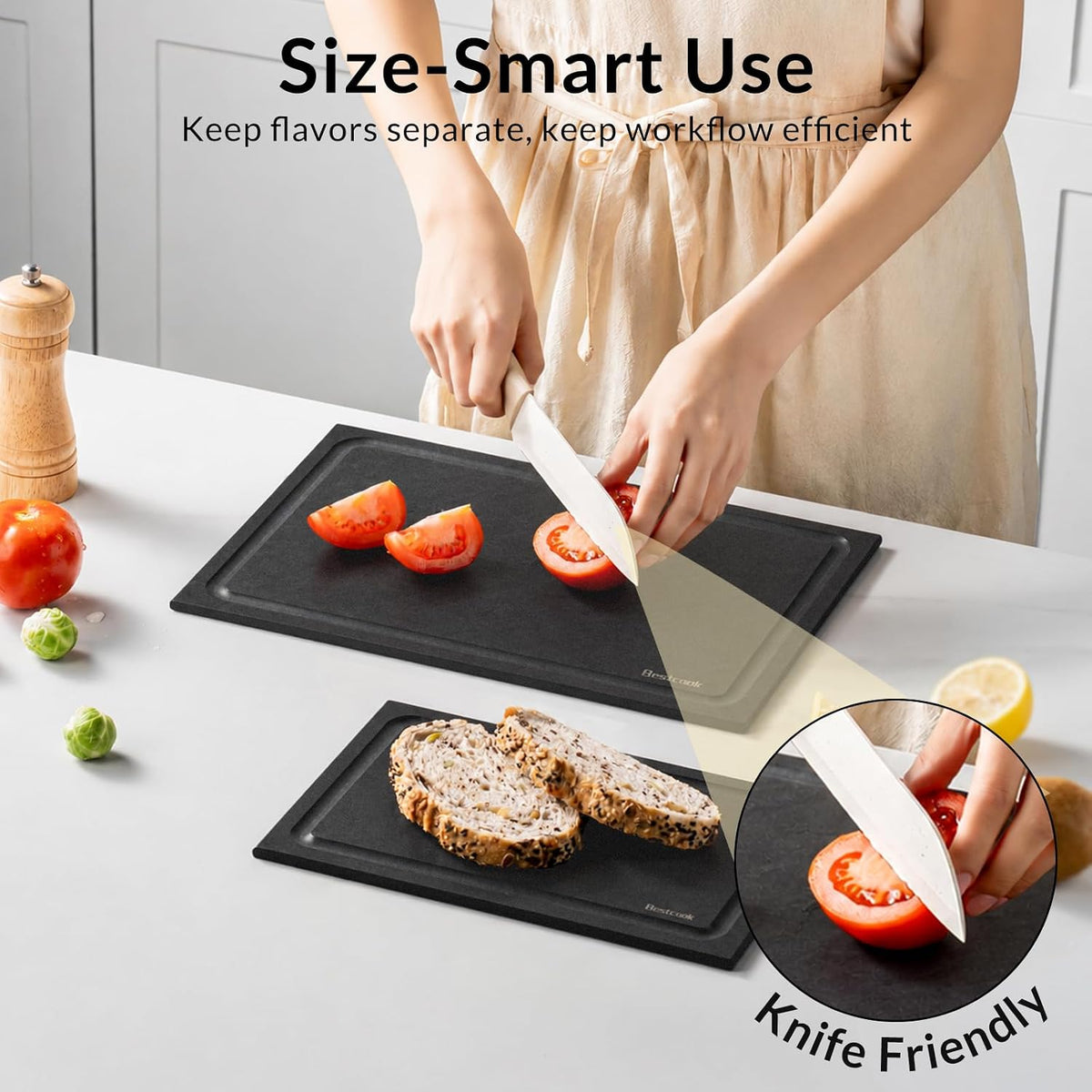 Wood Fiber Composite Cutting Board Set of 2, Dishwasher Safe, Non-Toxic