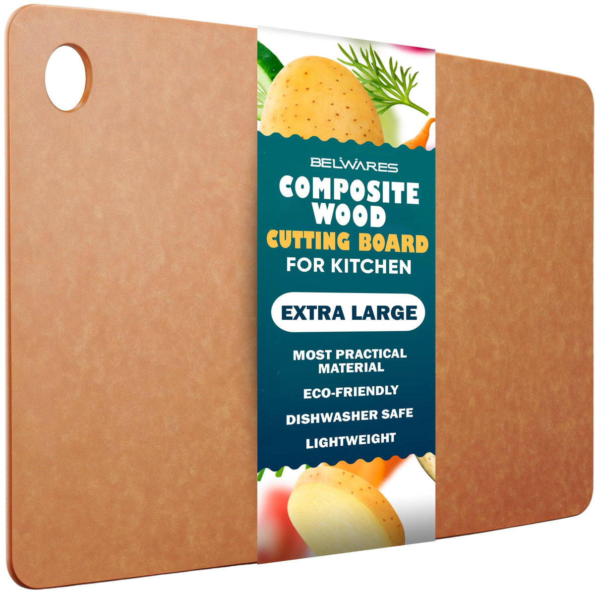 Wooden Cutting Board for Kitchen - Small Composite Wood Cutting Boards Dishwasher - Thin, BPA Free & Eco-Friendly Chopping Board (11.5 x 9 Inch, Natural)