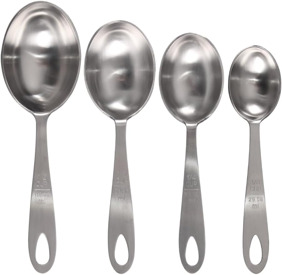 Lindy's MPC4 4-Piece Stainless Steel Measuring Scoop Set,Silver, 9 inches long