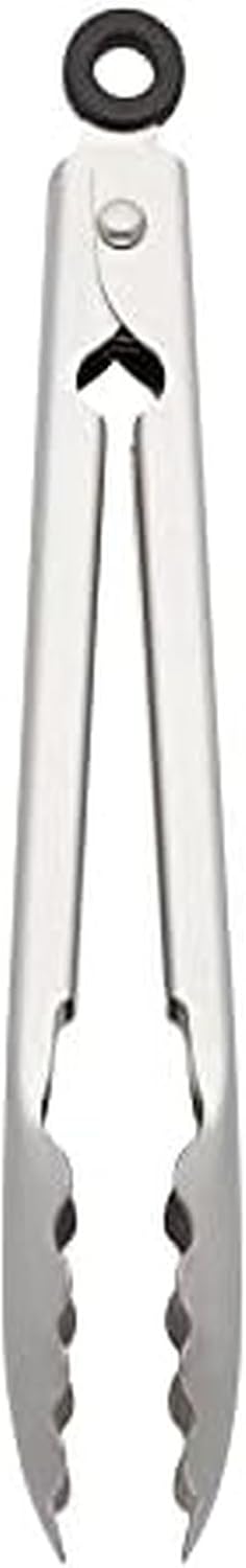 KitchenAid Gourmet Stainless Steel Serving Tongs with Hang Hook and Secure Closing Lock, 9 Inch, Stainless Steel