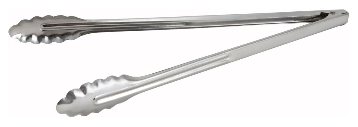 Winco Stainless Steel, Coiled Spring Utility Tong Heavyweight, 12-Inch, Medium