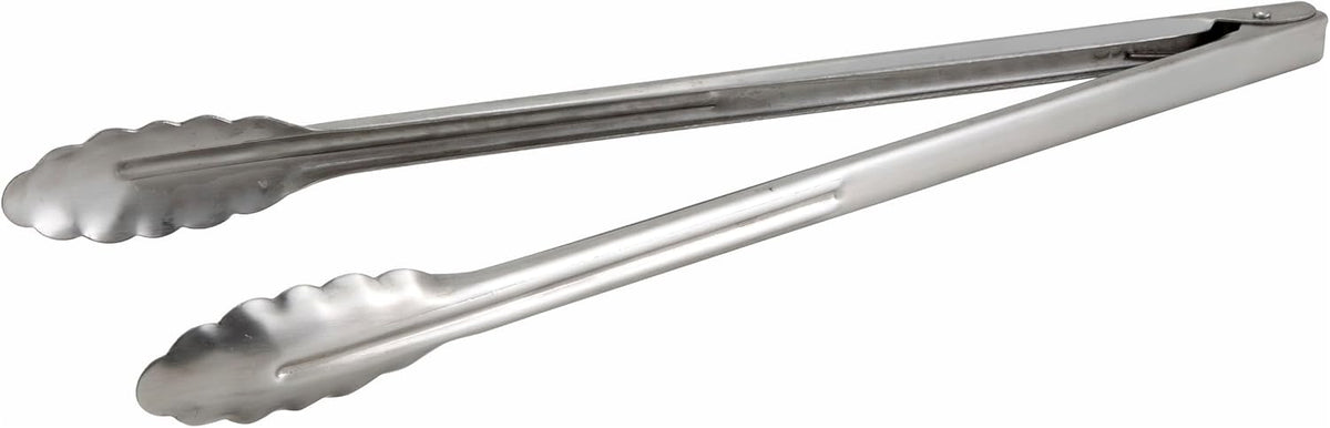 Winco Stainless Steel, Coiled Spring Utility Tong Heavyweight, 12-Inch, Medium