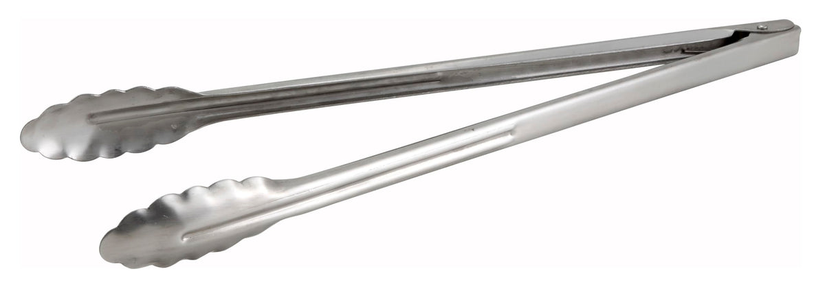 Winco Stainless Steel, Coiled Spring Utility Tong Heavyweight, 12-Inch, Medium