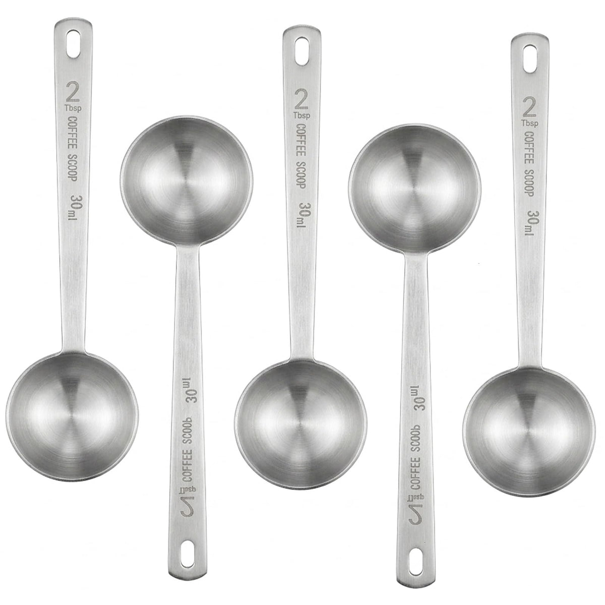 Timoo Coffee Measuring Scoop 1 Tablespoon long handle Stainless Steel spoon for Coffee, Milk Powder, Fruit Powder, Set of 5