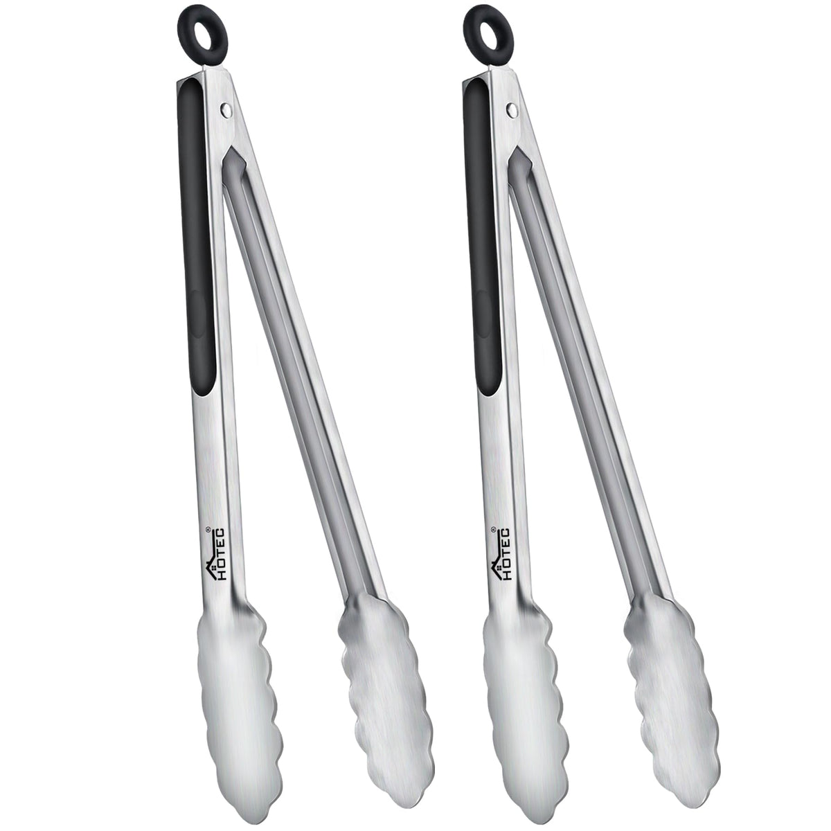 Hotec Tongs for Cooking Premium Stainless Steel Kitchen Tongs Set of 2-9"