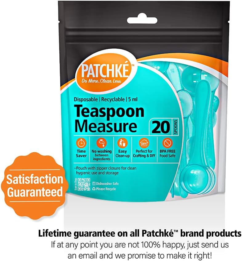 Plastic Measuring Spoons, Fits in Jar, Good for Formula, Coffee, Pet Food - 5 ml - 1 Teaspoon Mesure (20)