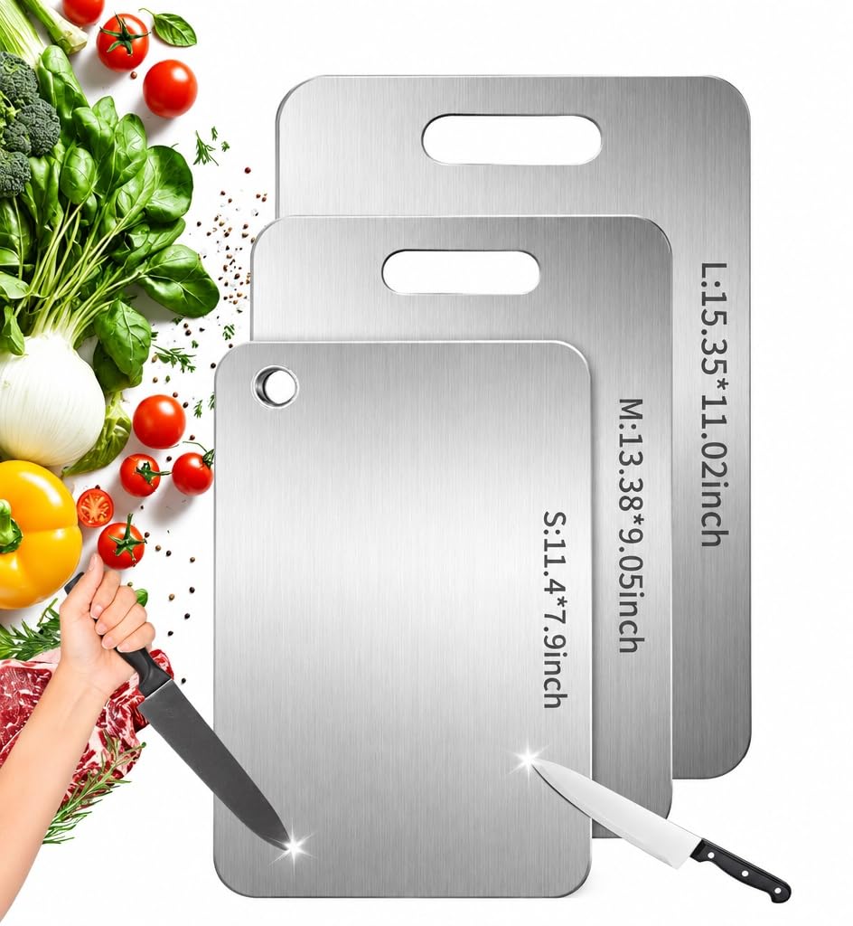 Katori Titanium Cutting Board, 100% Pure Titanium Cutting Boards for Kitchen, Double Sided Non Toxic Cutting Board,Hygiene Durable Chopping Board Suitable for Dishwasher Safe (1PCS,XL)