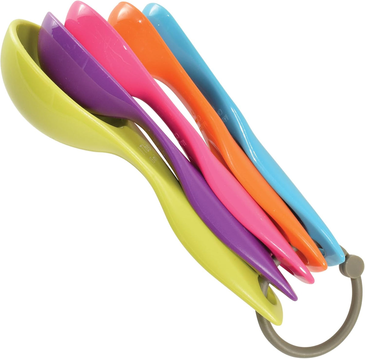 R&M Colorful Measuring Spoons 5-Piece Set – Plastic Nesting Measuring Spoon Set with Tablespoon & Teaspoon Sizes for Cooking & Baking