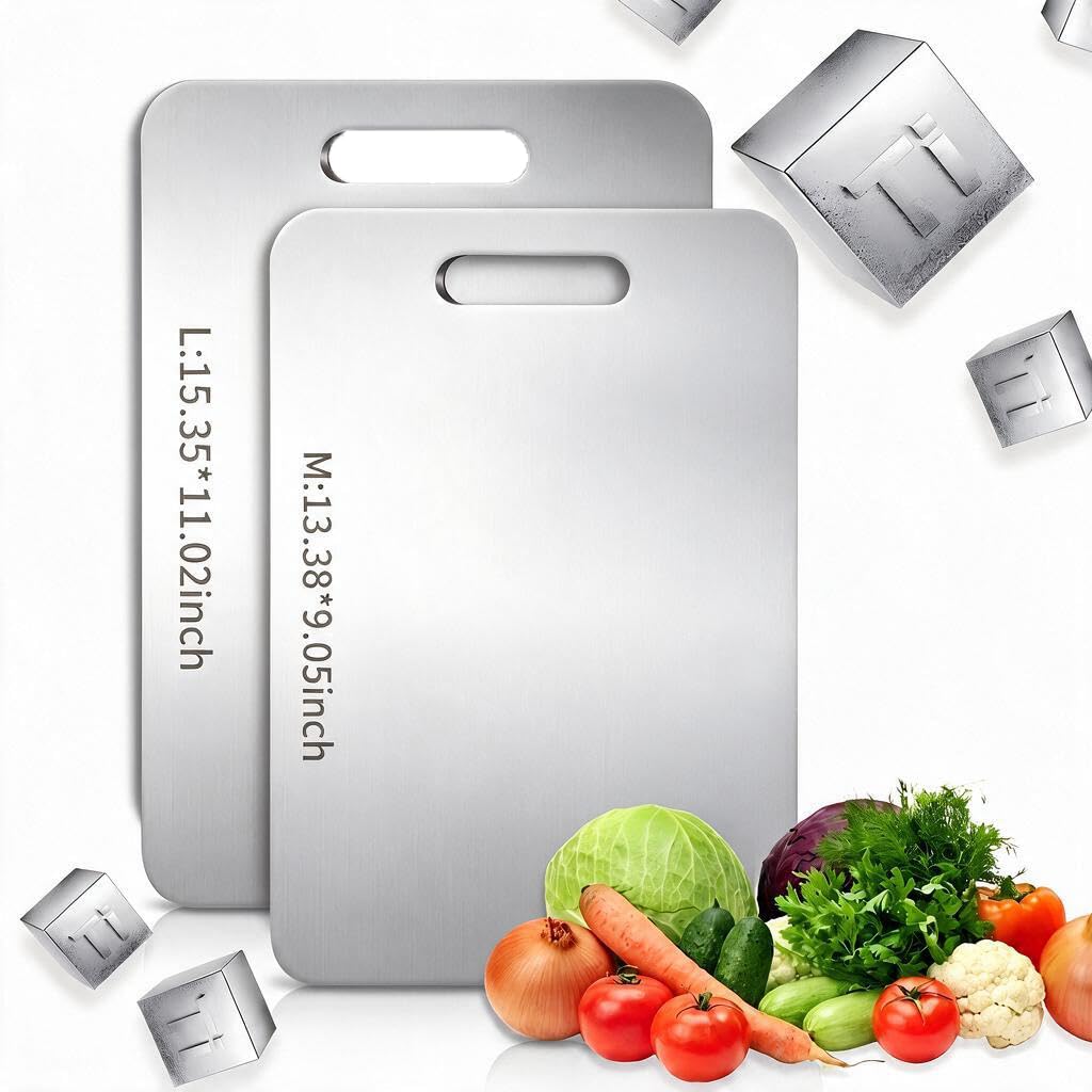 Katori Titanium Cutting Board, 100% Pure Titanium Cutting Boards for Kitchen, Double Sided Non Toxic Cutting Board,Hygiene Durable Chopping Board Suitable for Dishwasher Safe (1PCS,XL)