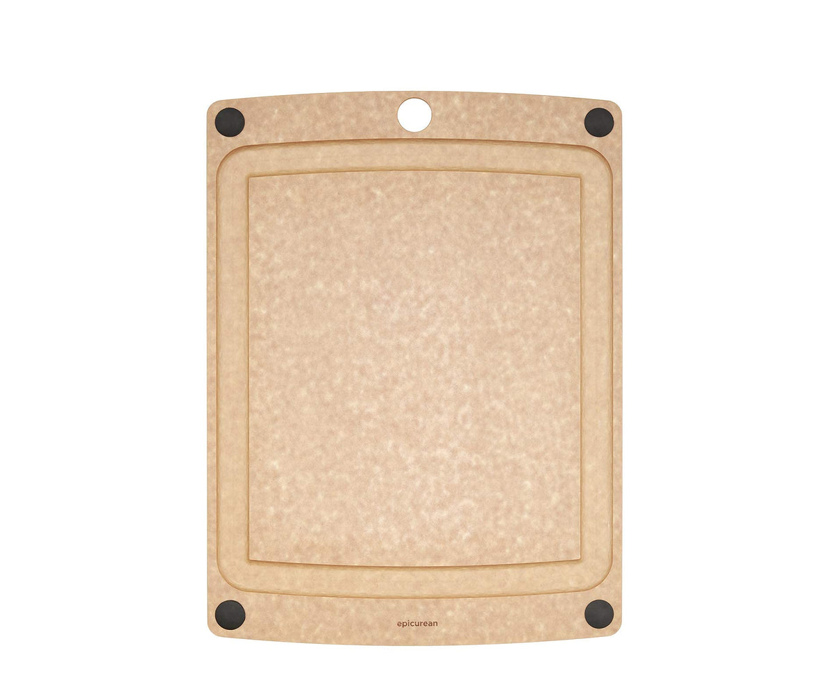 Epicurean All-In-One Cutting Board with Non-Slip Feet and Juice Groove, 14.5" × 11.25", Natural/Black