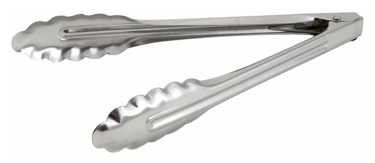 Winco Stainless Steel, Coiled Spring Utility Tong Heavyweight, 12-Inch, Medium