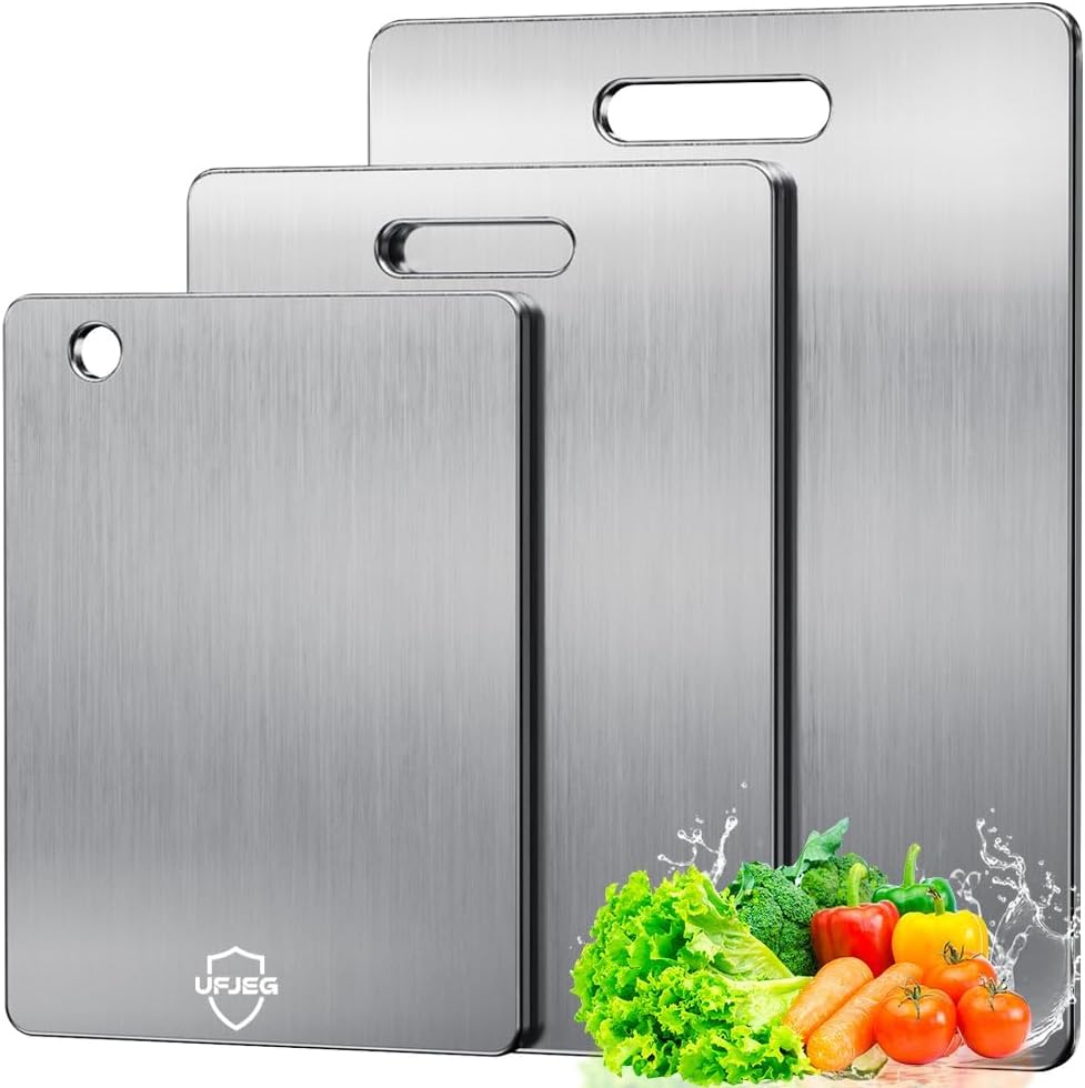 Titanium Cutting Board, 3 PCS Titanium Cutting Boards for Kitchen, Non Toxic, Double-Sided Food Grade Chopping Board for Outdoor Camping(15.6" x 11", 13" x 9.3", 11.8" x 7.8")