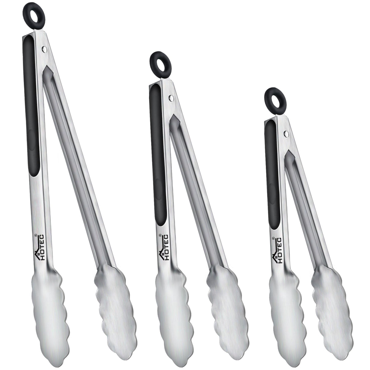 Hotec Tongs for Cooking Premium Stainless Steel Kitchen Tongs Set of 2-9"