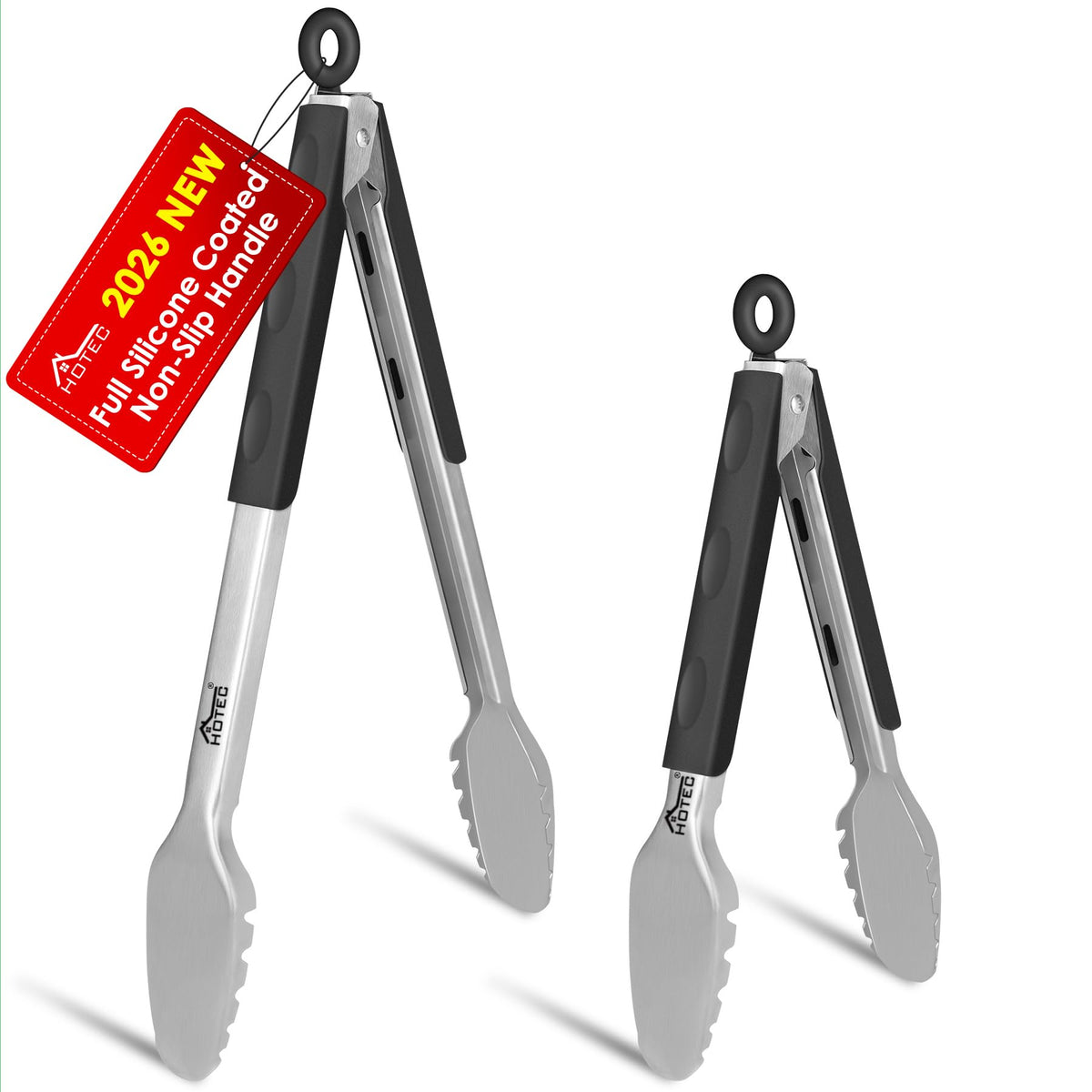 Hotec Tongs for Cooking Premium Stainless Steel Kitchen Tongs Set of 2-9"