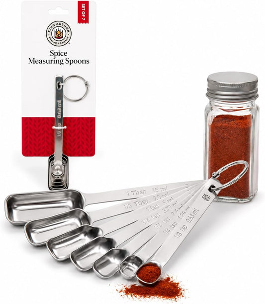 King Arthur Baking Company Spice Measuring Spoons, 18/8 Stainless Steel, 7-Piece Set, Precision Measures, For Baking And Cooking