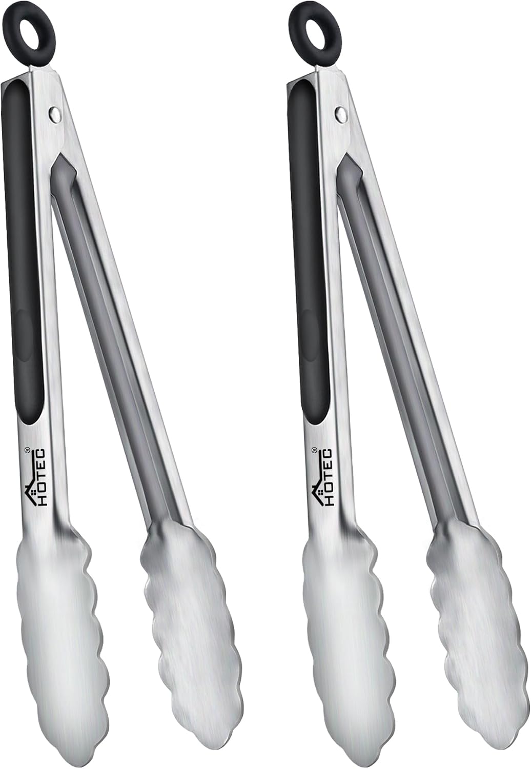 Hotec Tongs for Cooking Premium Stainless Steel Kitchen Tongs Set of 2-9"