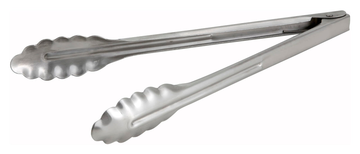Winco Stainless Steel, Coiled Spring Utility Tong Heavyweight, 12-Inch, Medium