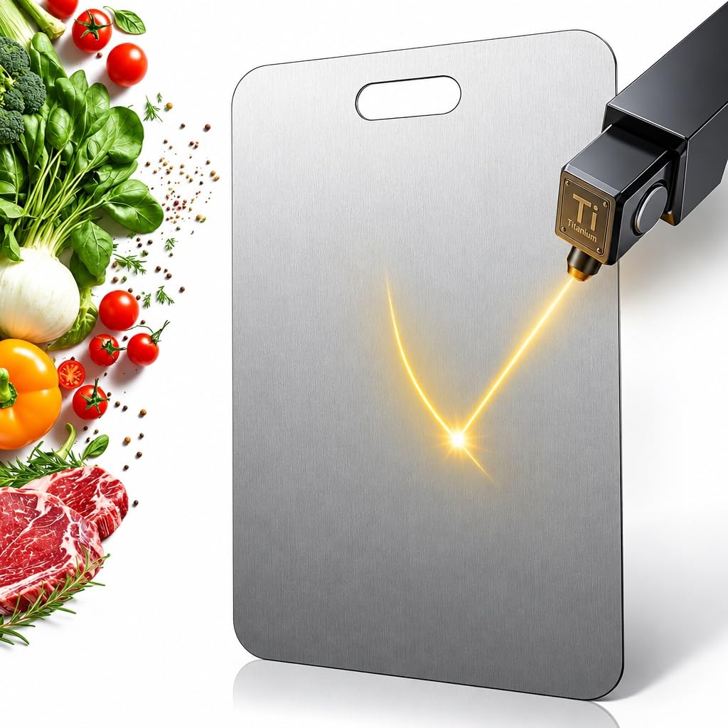 Katori Titanium Cutting Board, 100% Pure Titanium Cutting Boards for Kitchen, Double Sided Non Toxic Cutting Board,Hygiene Durable Chopping Board Suitable for Dishwasher Safe (1PCS,XL)