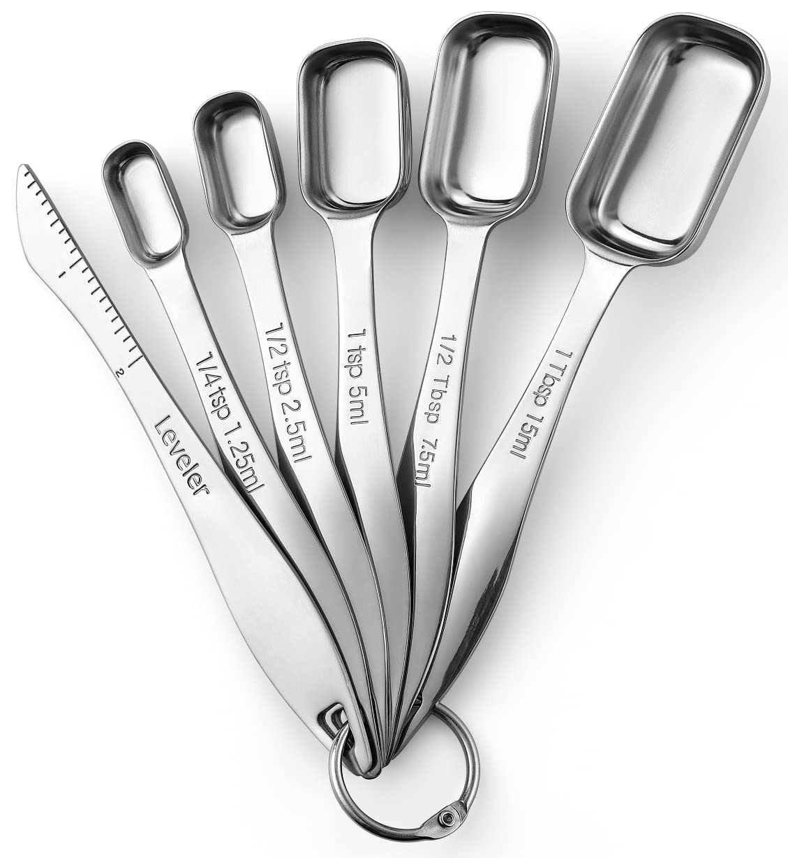 Spring Chef Stainless Steel Measuring Spoons Set of 8 with Leveler