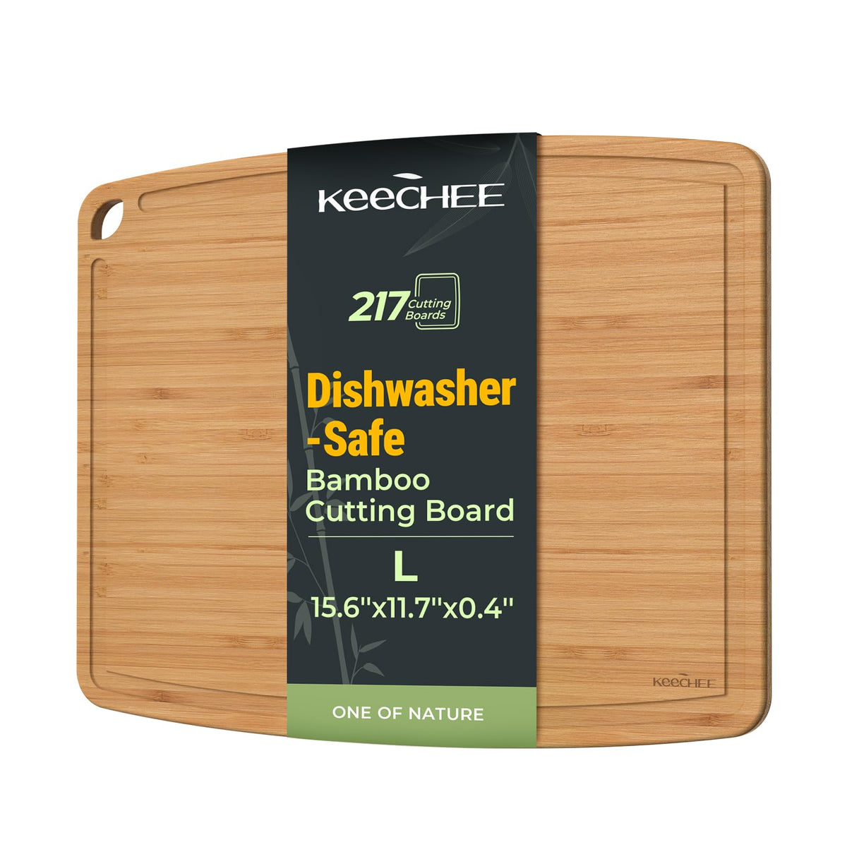 Keechee Dishwasher Safe Carbonized Bamboo Wood Cutting Boards for Kitchen with Juice Groove, Wooden Charcuterie & Chopping for Fruit, Vegetables & Cheese, Durable, Lightweight, Water-Resistant