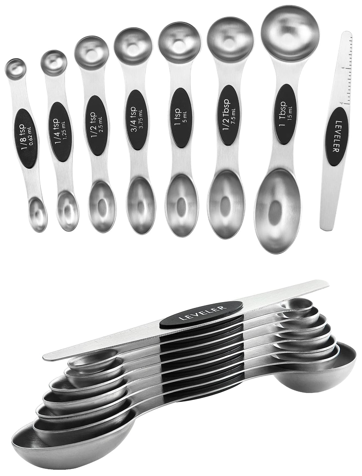 Spring Chef Stainless Steel 8 Magnetic Measuring Spoons Set, Desert Sunset