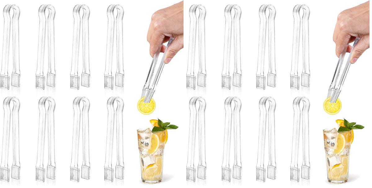 Ninsula 8 PCS Plastic Serving Tongs, 6.3 Inches Disposable Clear Tongs