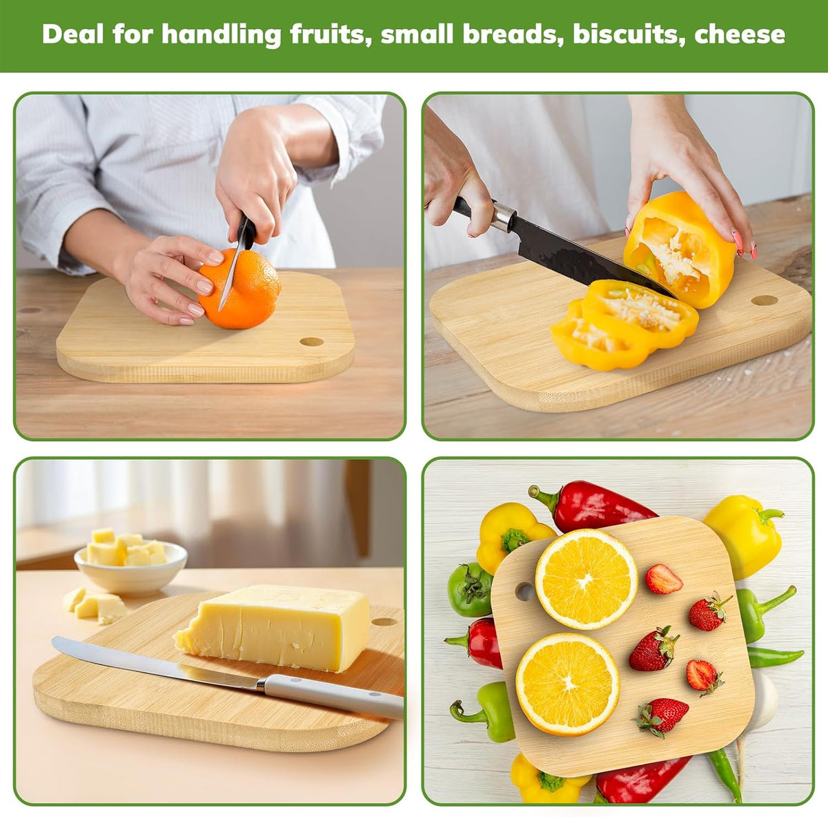 LorisArm Small Bamboo Wood Cutting Board 8"Mini Lightweight Wooden chopping boards for Fruit, Vegetable, Camping Trip.