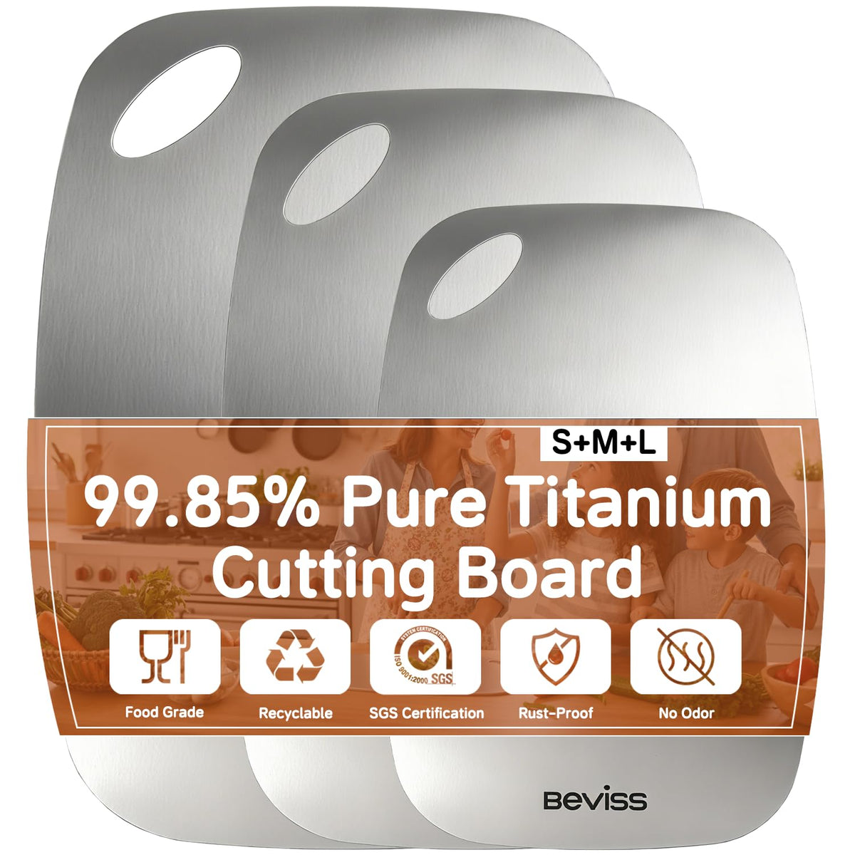 Cutting Board, 100% Pure 18/8 Stainless Steel Cutting Board Double Sided,Chopping Board for Kitchen, Dishwasher Safe Chopping Board for Meat, Vegetables or Fruit(11.5"L x 8"W)