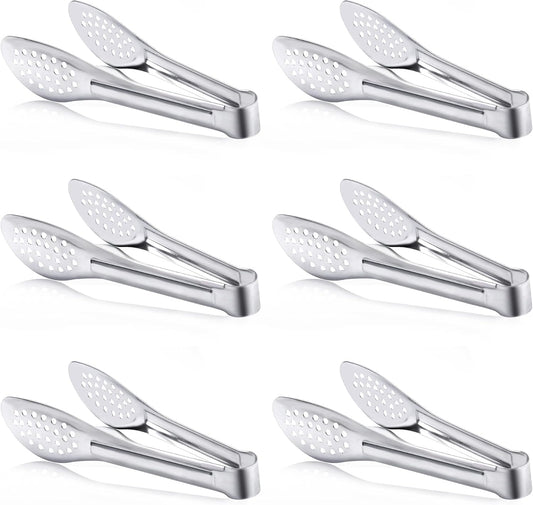 6 Pack Buffet Tongs,Stainless Steel Serving Tongs Serving Utensils 7Inch