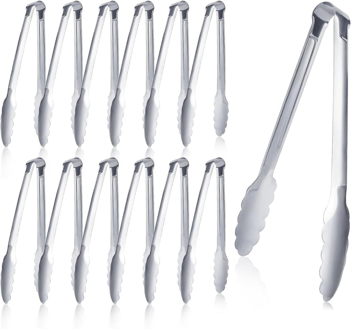 12 Pack Buffet Tongs Serving Tongs Stainless steel Kitchen Tongs 7inch