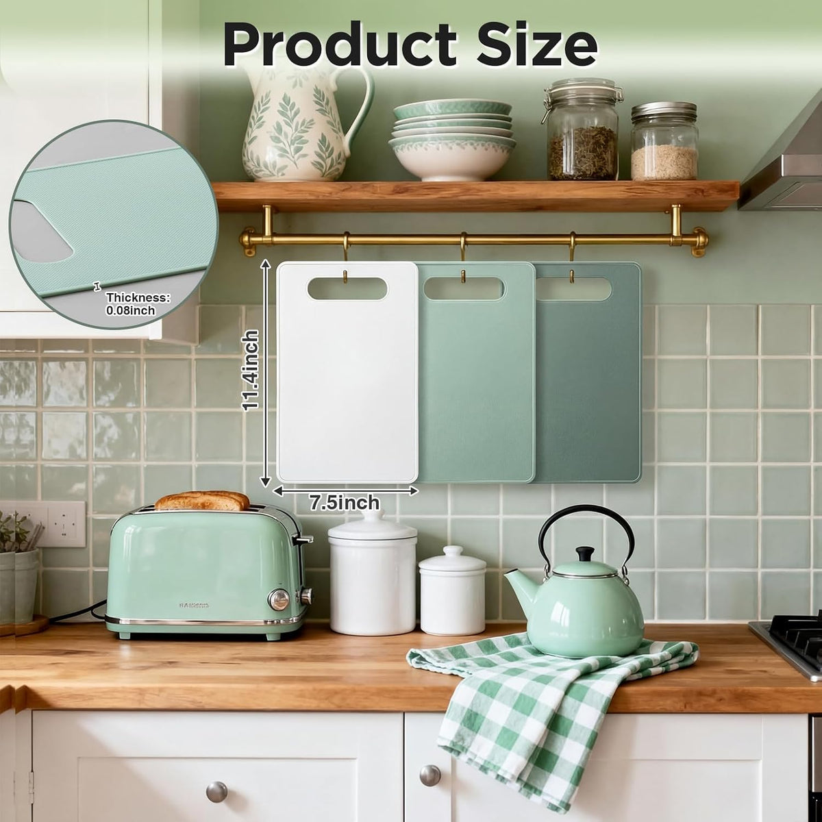 Ziliny 3 Pcs Flexible Small Cutting Boards for Small Kitchen