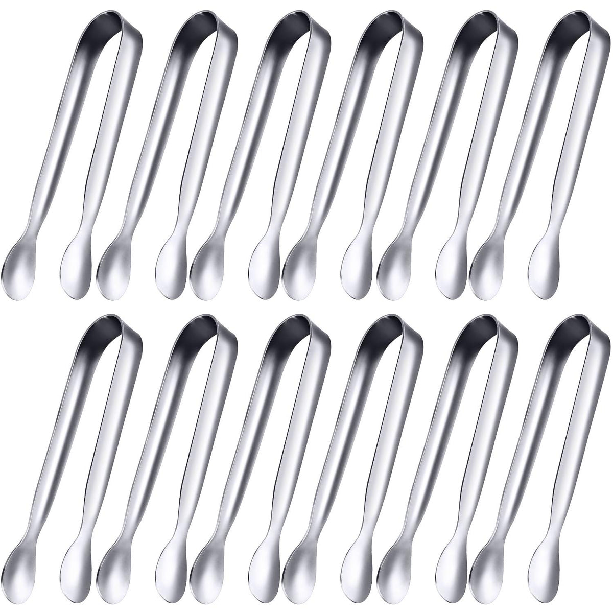 Gejoy 12 Pieces Mini Tongs Stainless Steel Small Sugar Serving Tongs for Charcuterie Board Appetizers Dessert Serving Food Tiny Party Danish Candy(6 Inch,Gold)