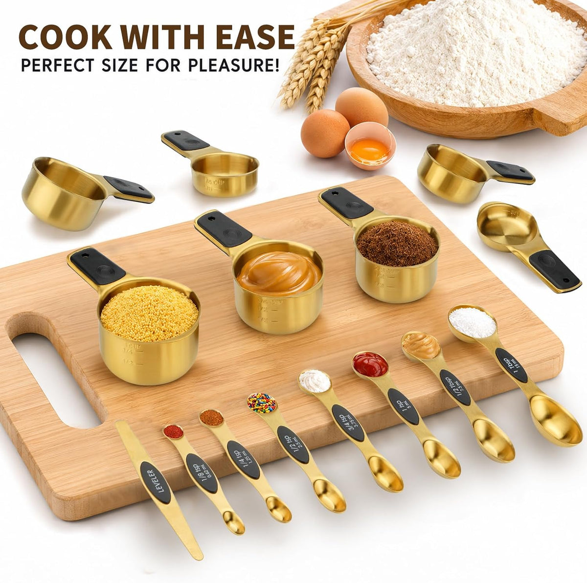 Stainless Steel Magnetic Measuring Cups and Spoons Set of 15