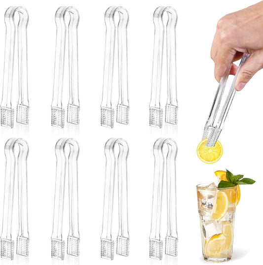 Ninsula 8 PCS Plastic Serving Tongs, 6.3 Inches Disposable Clear Tongs