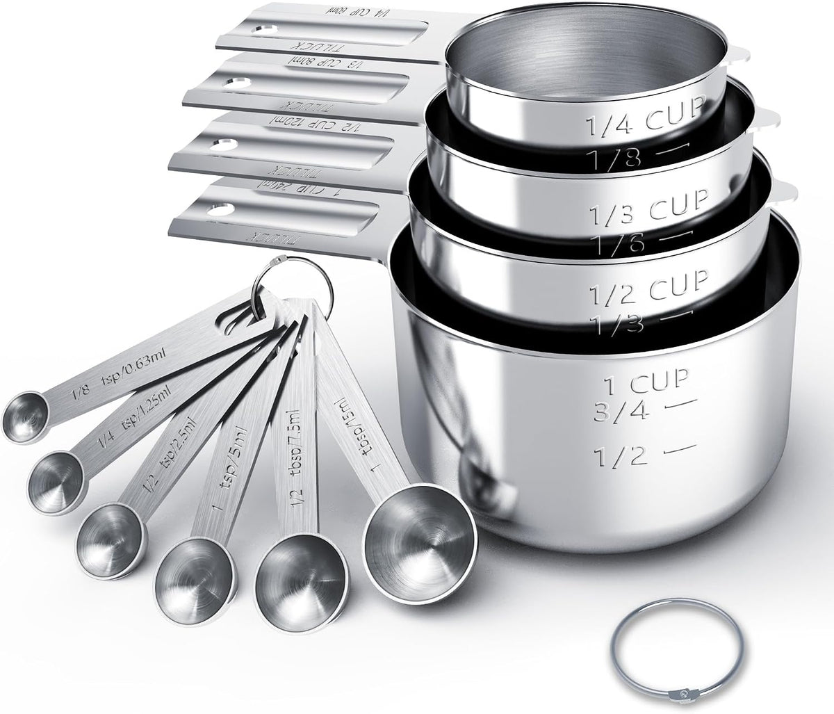 TILUCK Stainless Steel Measuring Cups & Spoons Set, Cups and Spoons