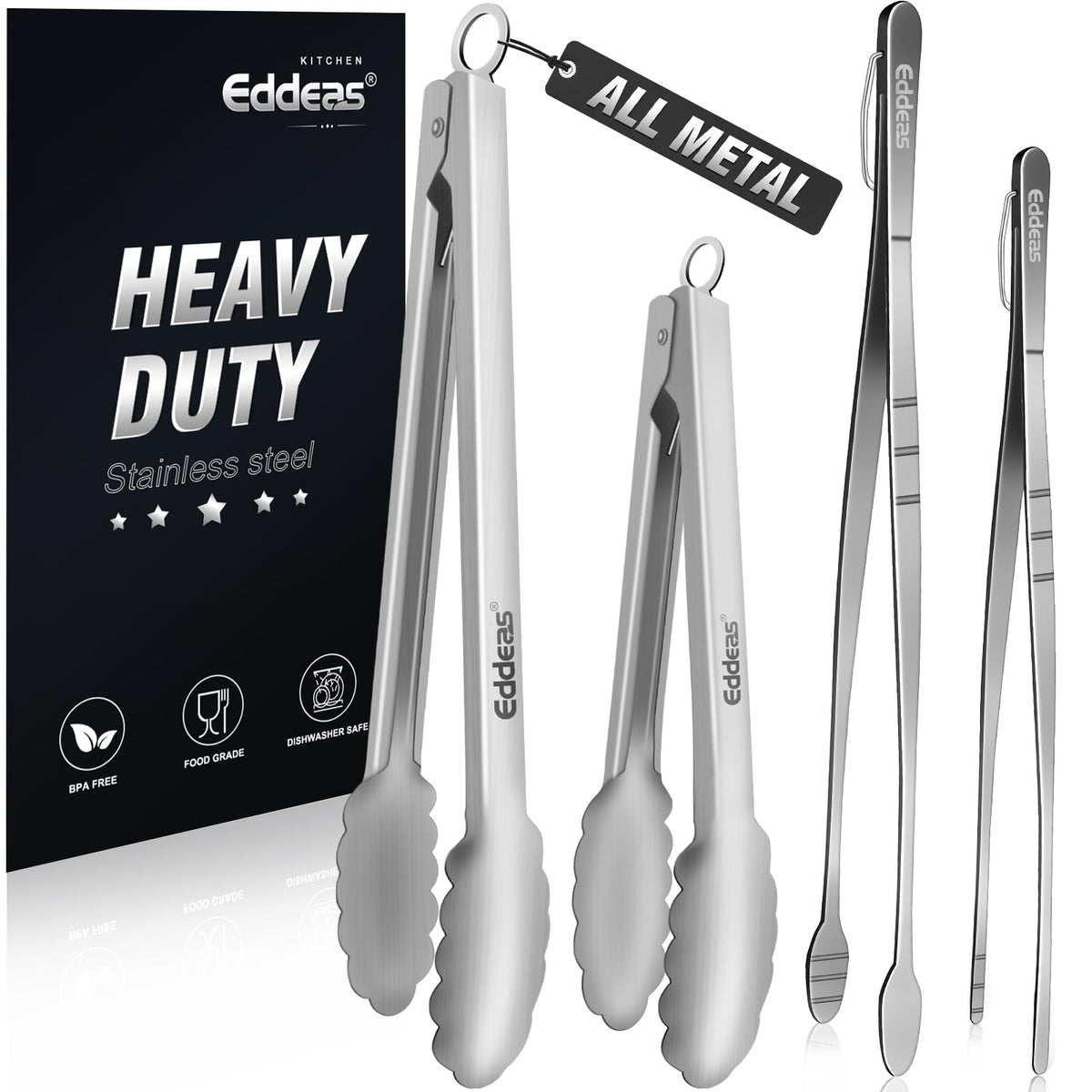 Tongs For Cooking Up to 600 °F Metal Kitchen Tongs 3PCS 7,9,12 Inch