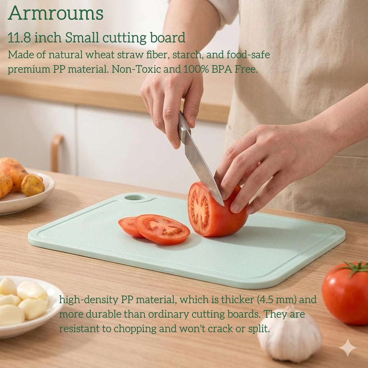 11.8 X 8.5 inch Plastic Mini Cutting Board High-Density Non-Slip Chopping Board for Kitchen BPA-Free Small Cutting Boards Dishwasher Safe