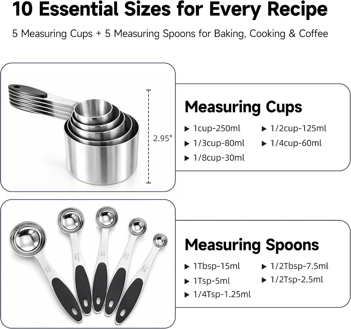 10-Piece Magnetic Measuring Cups and Spoons Set
