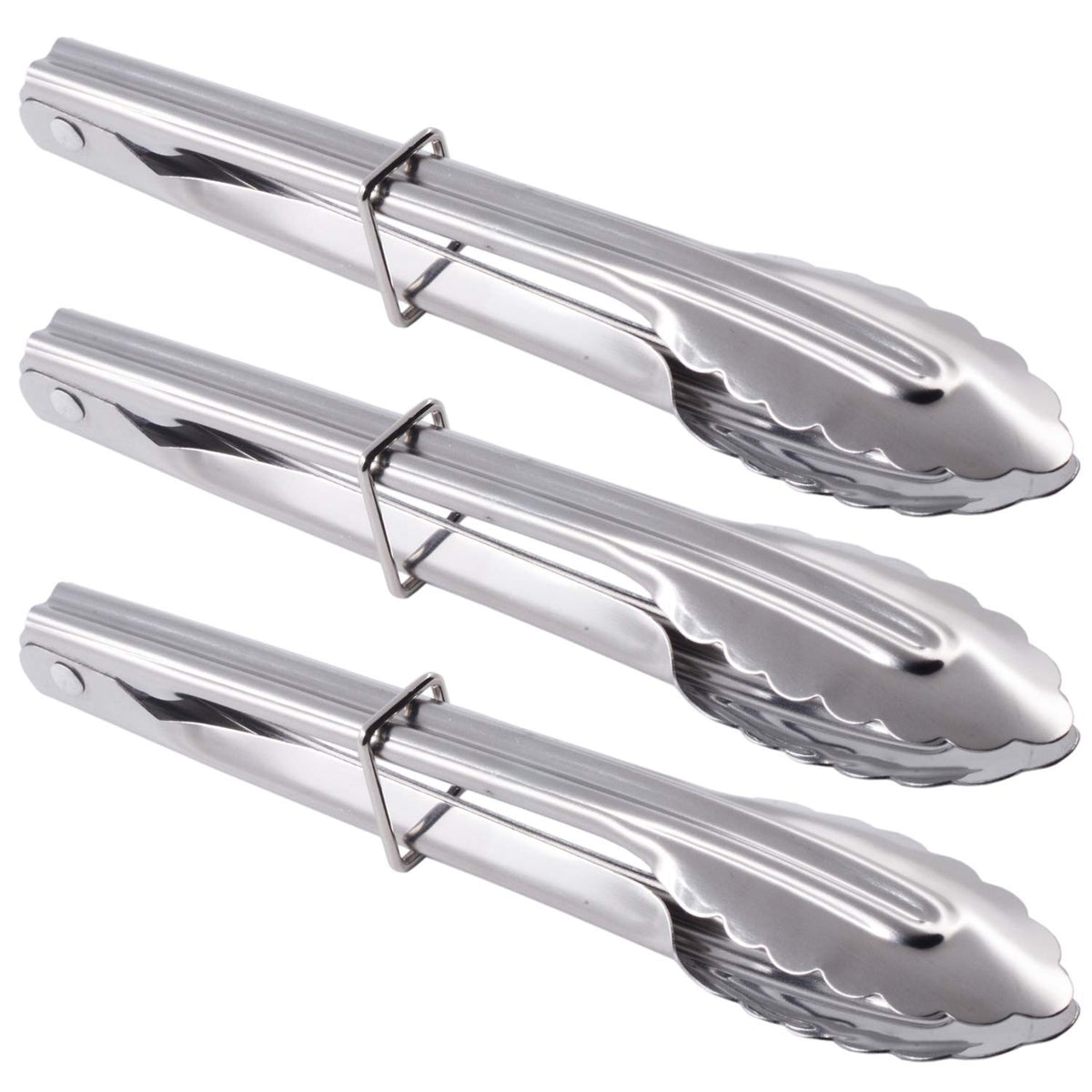 HINMAY Stainless Steel Serving Tongs Grilling Tongs for Cooking Camping Barbecue (12-Inch 3 Pieces)