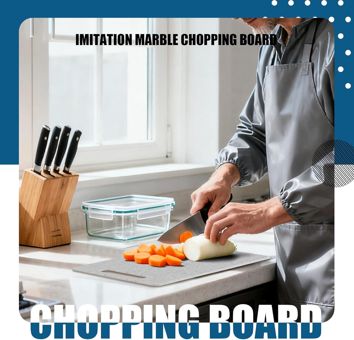 2 Pcs mini plastic cutting boards for the kitchen, in granite color, are suitable for food preparation, fruit and vegetable cutting.They feature an easy-to-hold design （6" x 10"，White+Black)