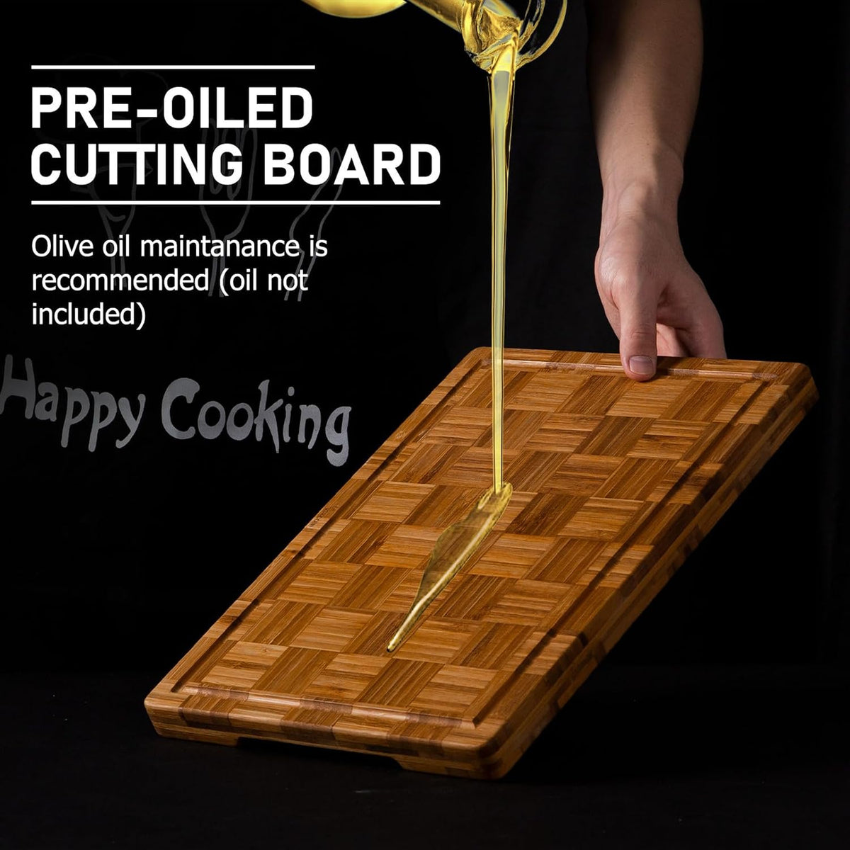 Kikcoin Extra Large Bamboo Cutting Board, Wood Cutting Boards for Kitchen