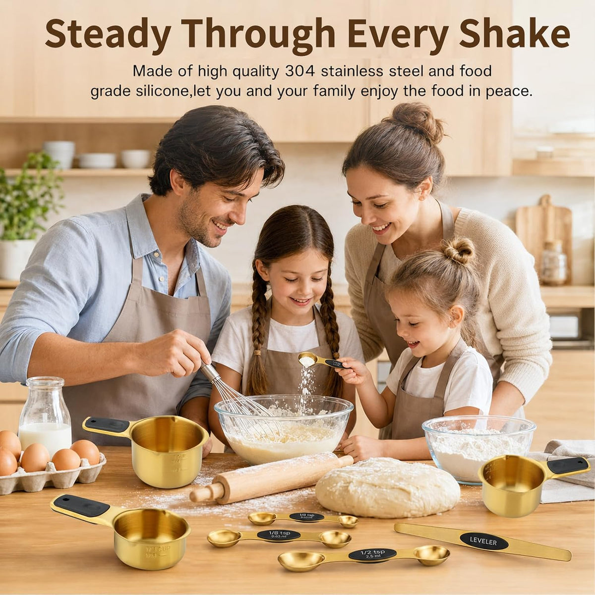 Stainless Steel Magnetic Measuring Cups and Spoons Set of 15
