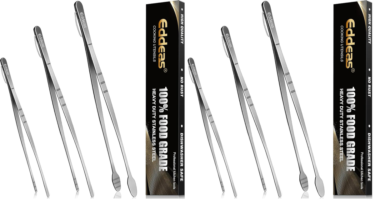 EDDEAS 12 PCS Small Serving Tongs, 4.3" Mini Gold Tongs, Gold Kitchen Tongs for Serving Food, Coffee Bar, Tea Party, Desserts Party and Ice Bucket