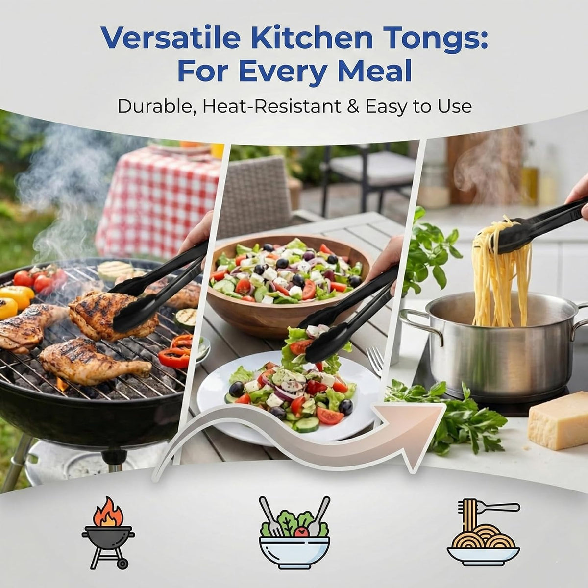 40 PCS Plastic Serving Tongs, Black Disposable Kitchen Salad Tongs