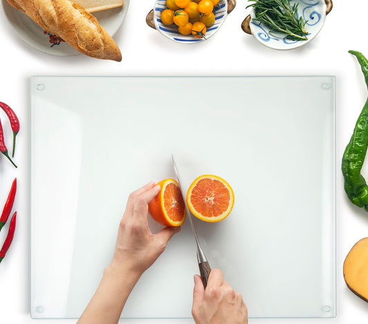 Kitchenville Glass Cutting Board 20”x16”: Tempered Glass Kitchen Counter Protector - Durable- Scratch-Resistant, Heat-Proof - Clear Design