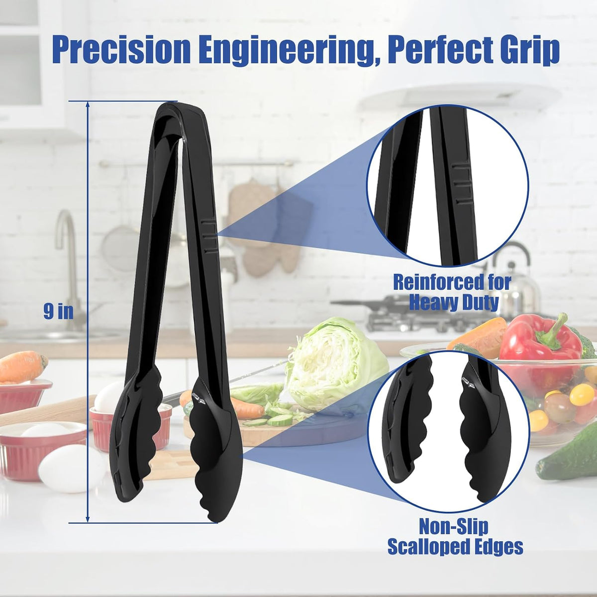 40 PCS Plastic Serving Tongs, Black Disposable Kitchen Salad Tongs