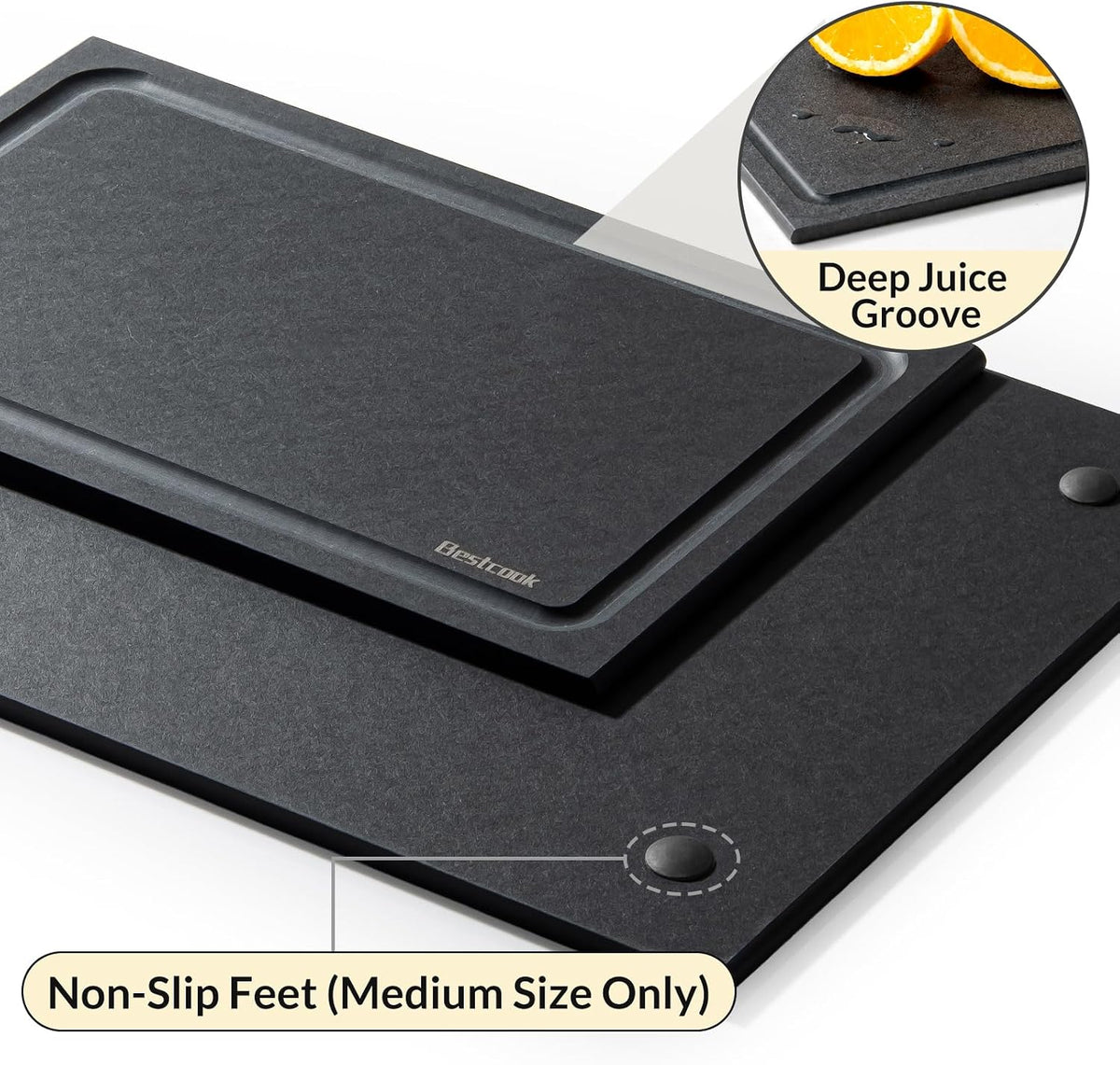 Wood Fiber Composite Cutting Board Set of 2, Dishwasher Safe, Non-Toxic