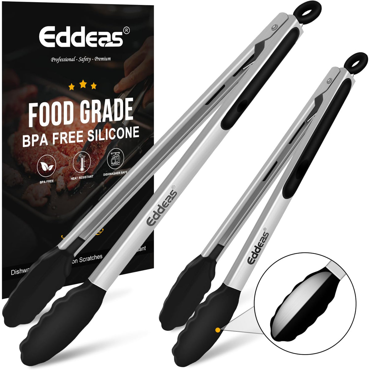 Kitchen Tongs Up To 600°F Silicone Tongs for Cooking 3Pcs 7,9,12 IN