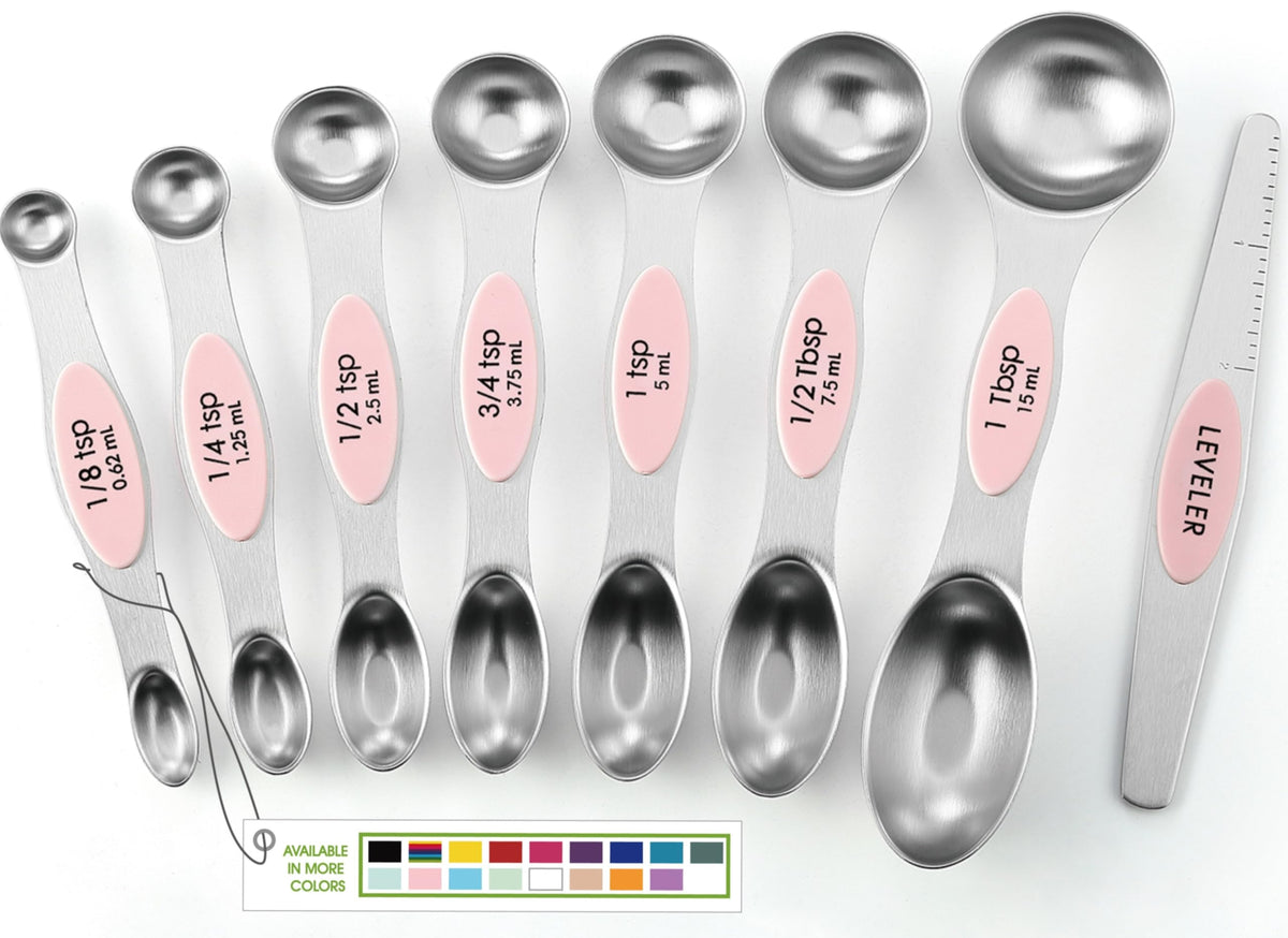 Spring Chef Stainless Steel Magnetic Measuring Spoons Set of 8, Pastel
