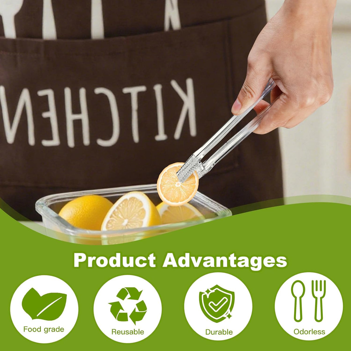 Ninsula 8 PCS Plastic Serving Tongs, 6.3 Inches Disposable Clear Tongs